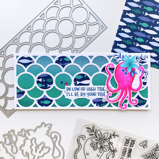 card with cleo slimline die and octopus