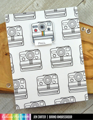 Card with oh snap! camera stamps