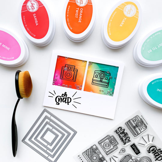 On snap shaker card with cameras