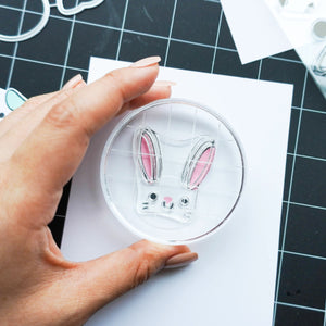 Bunny stamp on acrylic block