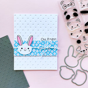oh baby card with bunny and polka dot cover plate