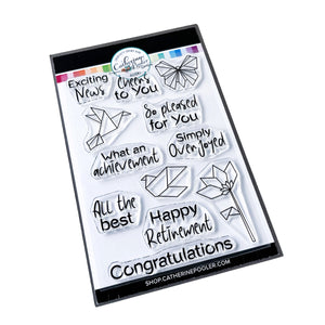 Origami Cheers Sentiments Stamp Set