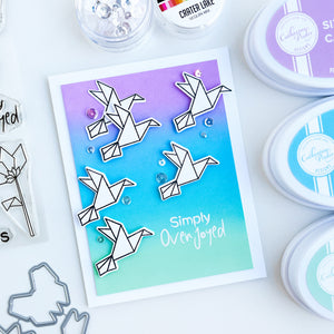 simply overjoyed card with origami birds
