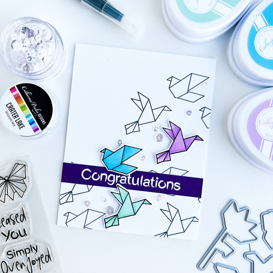 Flying origami birds Congratulations card