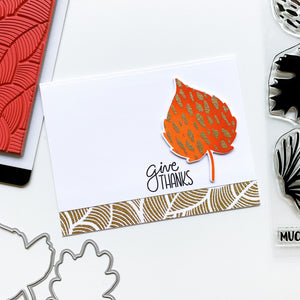 Orange leaf with gold details Give Thanks card