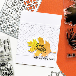 Give thanks sentiment on yellow leaf with die cut background