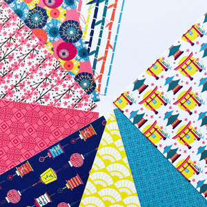 Parasols & Pagodas Patterned Paper fanned out