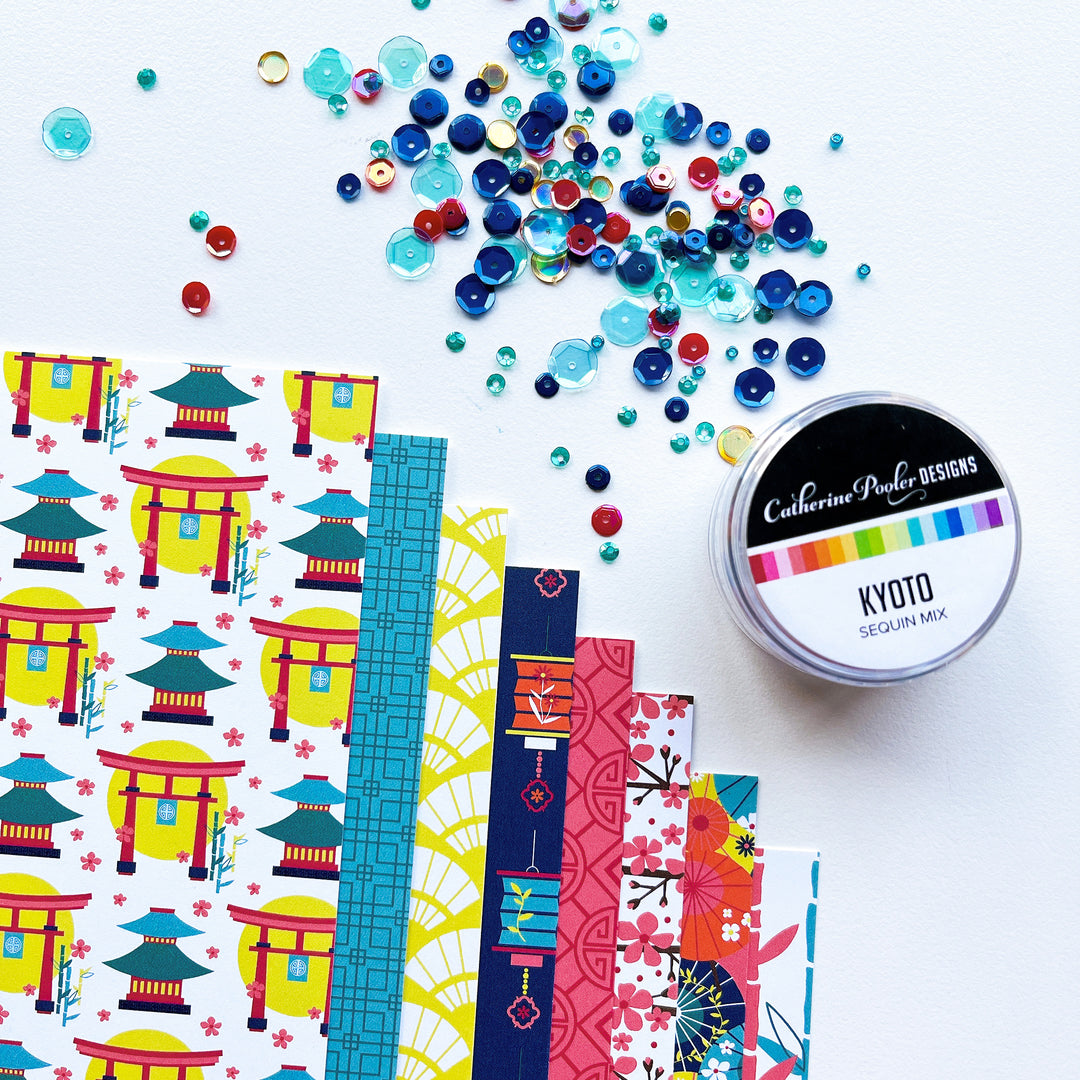 Kyoto Sequin Mix and Parasols & Pagodas Paper