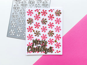 merry christmas card with peppermint twist background