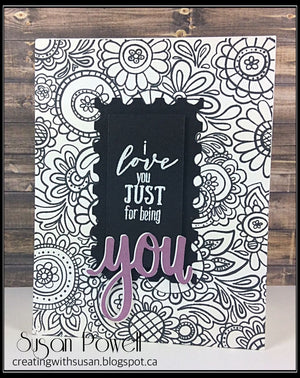 Black and white Doodle Garden Background Stamp 