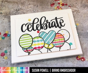celebrate card with soda spring sequins