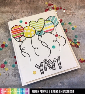 yay card with soda springs sequins