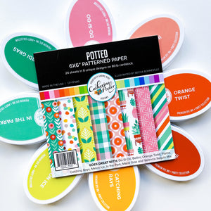 Potted Patterned Paper with coordinating ink pads