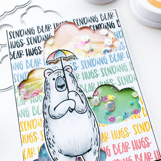 Sending Bear Hugs Bear with cloud shakers