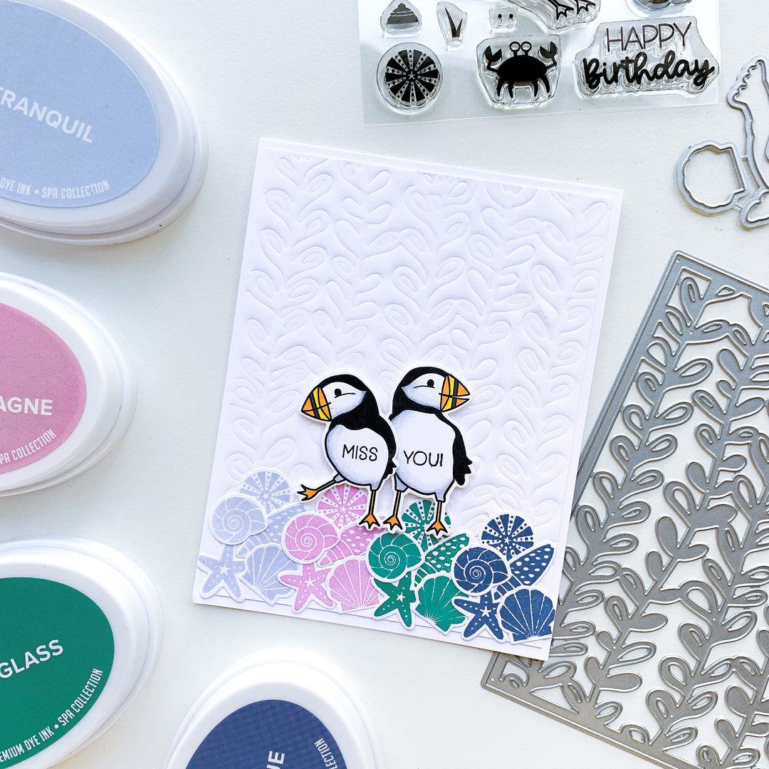 miss you card with puffin stamps