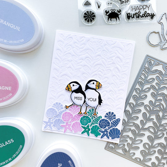 miss you card with puffin stamps