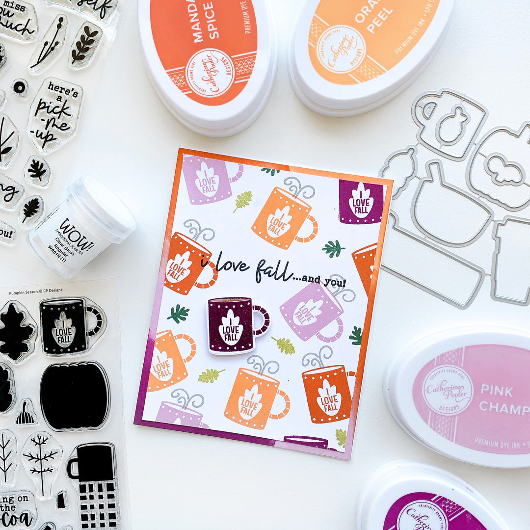 card with pumpkin season stamps
