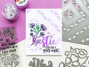 Purple Bestie with purple quilted background with purple best things in life floral