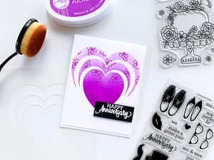 Happy anniversary card with Radiant Heart Stencil