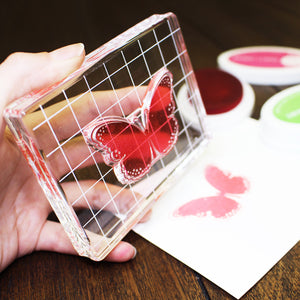 Acrylic Grid Stamping Block with butterfly stamp