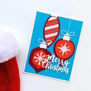 merry christmas card with retro ornaments