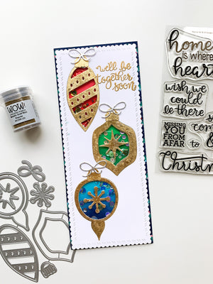 Slimline card with retro ornaments and sentiment