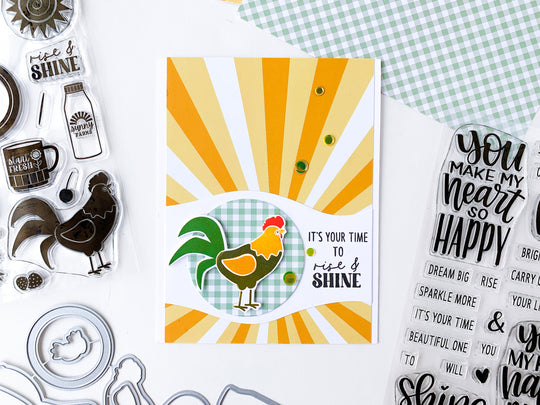 Rooster over Sunburst Patterned Paper