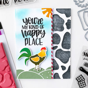 Happy Place Rooster with Moo-velouse Stripe