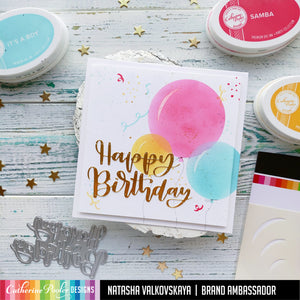 happy birthday card with round balloons