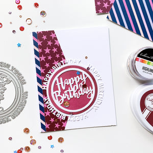 Round of Happy Birthday with star patterned paper