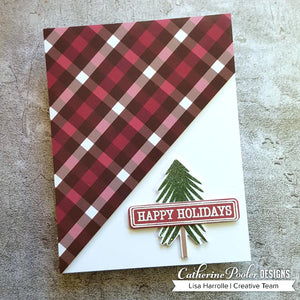 happy holidays card with plaid patterned paper