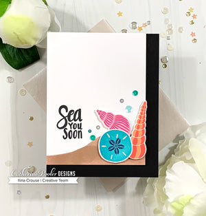 sea you soon card with seashell stamps