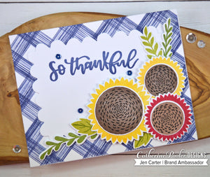 so thankful card with sketch plaid background