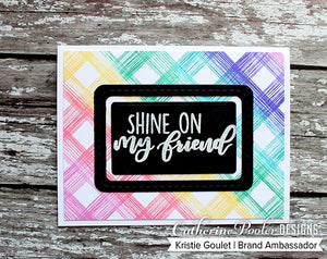 shine on my friend card with skyscape mini cover plate over sketch plaid background
