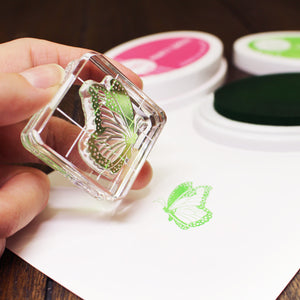 Acrylic Grid Stamping Block with butterfly stamp