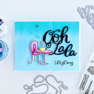 Ooh La La card with dreaming of france stamps