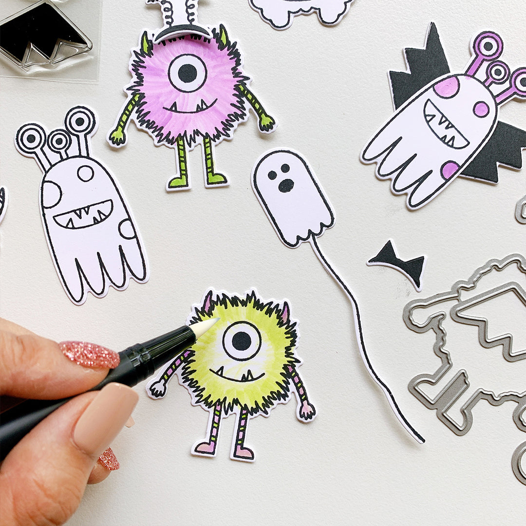 Sample coloring monsters from squad ghouls stamps