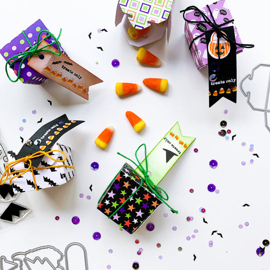 Treat boxes with the Treats only patterned paper