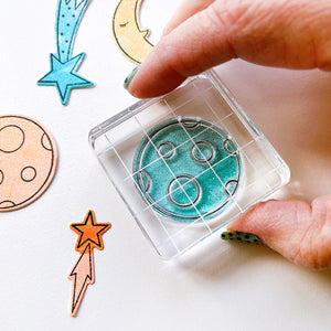 Star Gazing stamp set and square acrylic block.