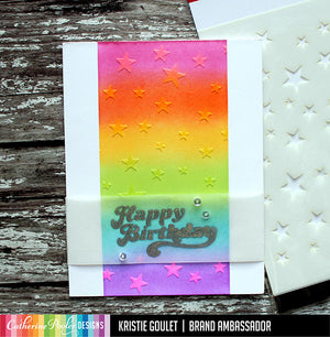 happy birthday card with rainbow ink blended background