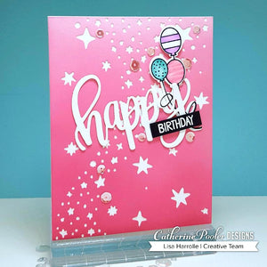 happy birthday card with starry background