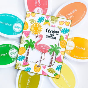 sending you sunshine card with flamingo