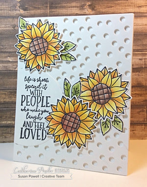card with sunflowers and sentiment