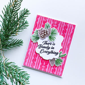 Pinecone over Sweater Weather pink based card