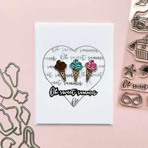 sweet summer card with ice cream cones