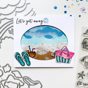 let's get away card with beach scene