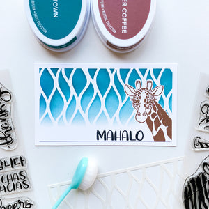 card with wavy lines background and giraffe
