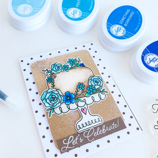 let's celebrate card with cake stamp