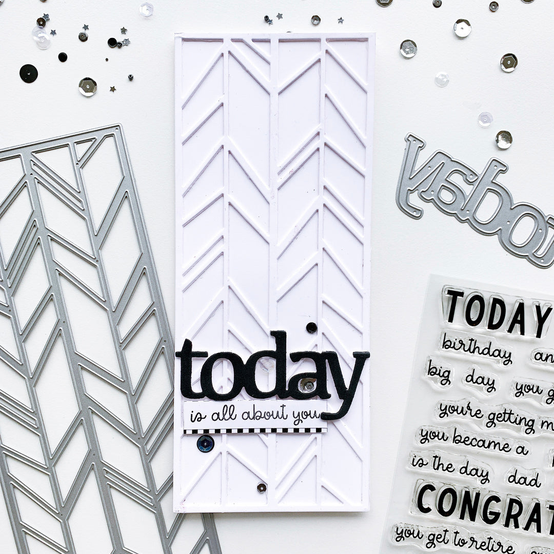 Chevron white slimline on white background with black Today