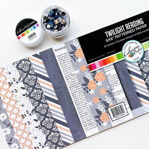 London sequin mix and Twilight Reading 6x6 patterned paper.